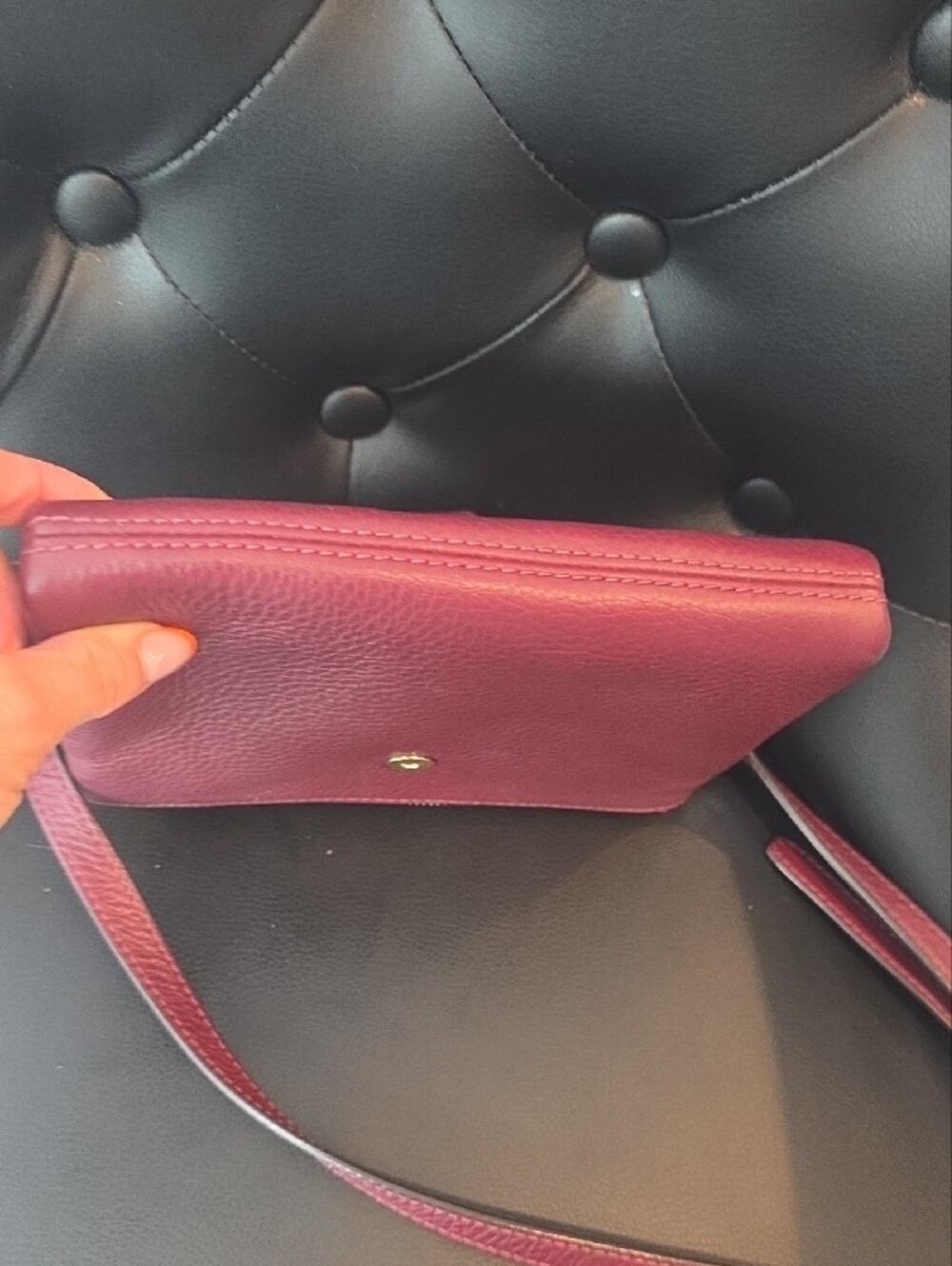 Michael Kors Wine Leather Crossbody with Gold MK Emblem - Picture 7 of 7